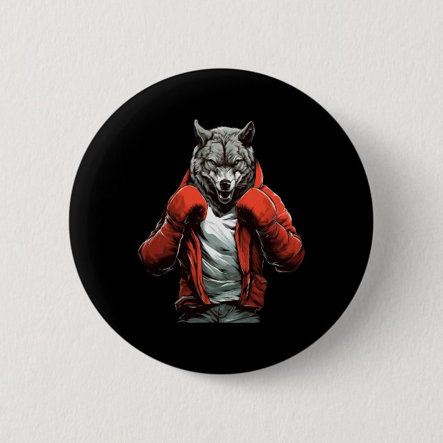Wolf Boxer Boxen Mixed Martial Arts Kickboxen  Button (Vorderseite)