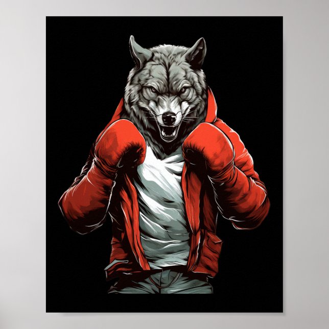Wolf Boxer Boxing Mixed Martial Arts Kickboxing  Poster (Vorne)