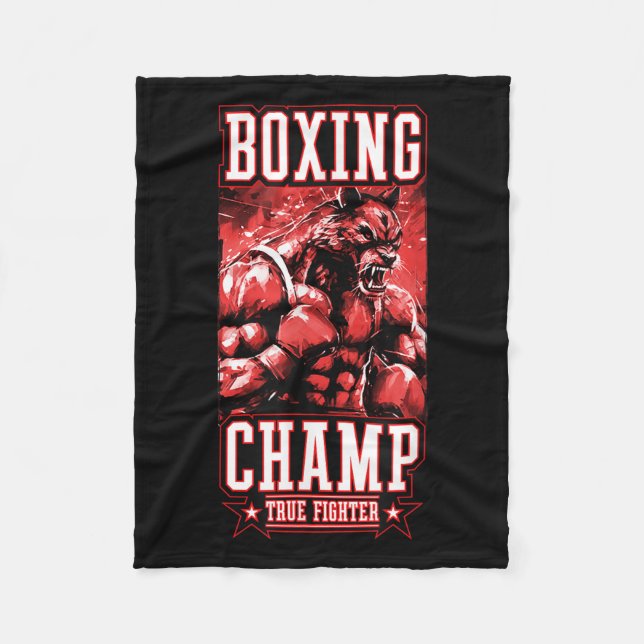 Wolf Boxing Champ _ Boxer Fighter Motivation  Fleecedecke (Vorderseite)