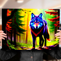 Wolf Bright Forest Animal Neon Dawn Wild