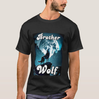 Wolf Brother Matching Family Tribe Wolves Moon Kid T-Shirt