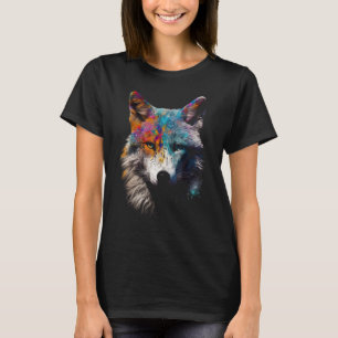 Wolf buntes Tiermotiv T-Shirt