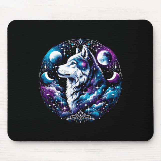 Wolf Celestial Dream Night Howling Moon Funny Wolv Mousepad (Vorne)