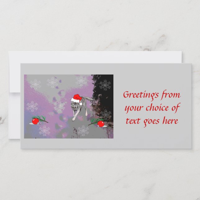 Wolf Christmas Feiertagskarte (Vorderseite)