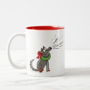 Wolf Christmas Funny Kids Niedlich Zweifarbige Tasse