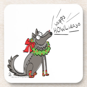 Wolf Christmas Funny Niedlich Kids Getränkeuntersetzer