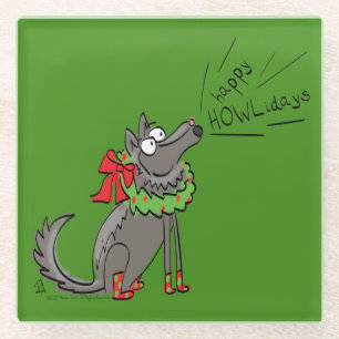 Wolf Christmas Funny Niedlich Kids Glasuntersetzer
