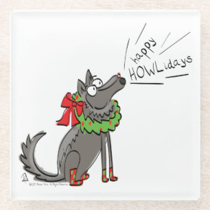 Wolf Christmas Funny Niedlich Kids Glasuntersetzer