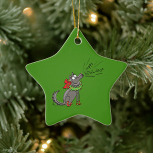 Wolf Christmas Funny Niedlich Kids Keramik Ornament