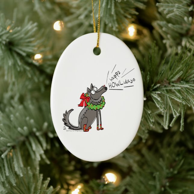 Wolf Christmas Funny Niedlich Kids Keramik Ornament (Baum)