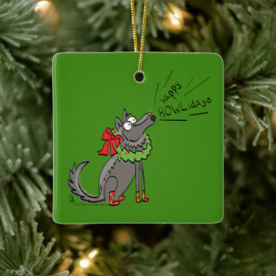 Wolf Christmas Funny Niedlich Kids Keramikornament