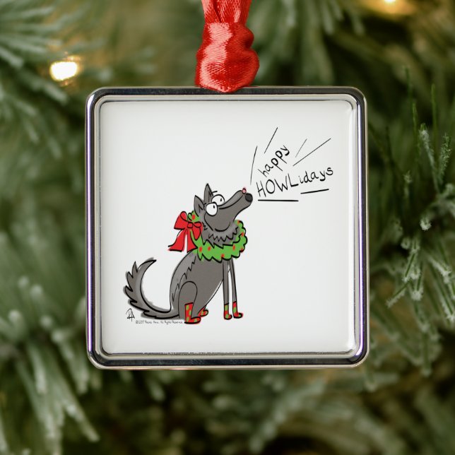Wolf Christmas Funny Niedlich Kids Ornament Aus Metall (Baum)
