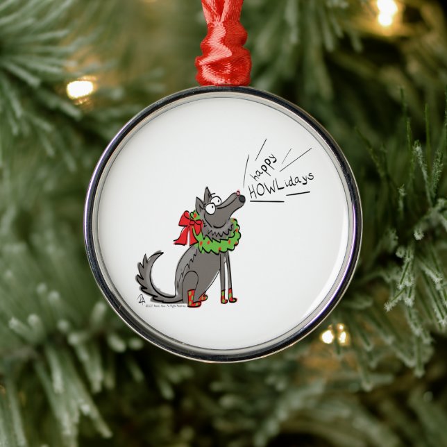Wolf Christmas Funny Niedlich Kids Ornament Aus Metall (Baum)