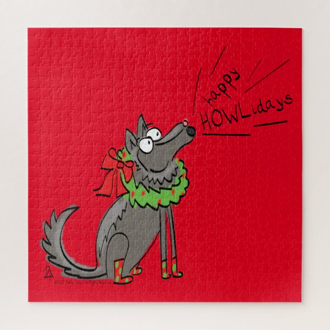 Wolf Christmas Funny Niedlich Kids Puzzle (Vertikal)