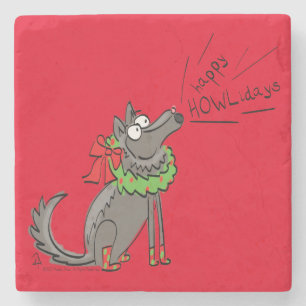 Wolf Christmas Funny Niedlich Kids Steinuntersetzer