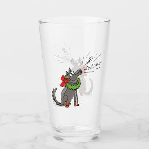 Wolf Christmas Happy Howlidays Funny Glas
