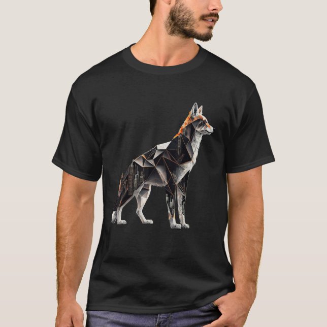 Wolf City Architecture Animal Wolf T-Shirt (Vorderseite)