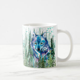 Wolf Coffee Tasse   Farbiger Watercolor Wolf