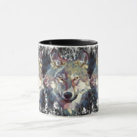Wolf Coffee Tasse - Retro Wolf Polygon