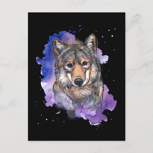 Wolf Colorful Dog Lover Postkarte (Vorderseite)