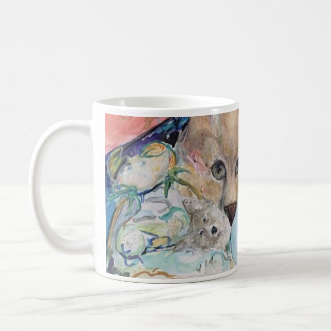 Wolf Cougar Sea Mountain Collage Maureen Girard Kaffeetasse (Links)