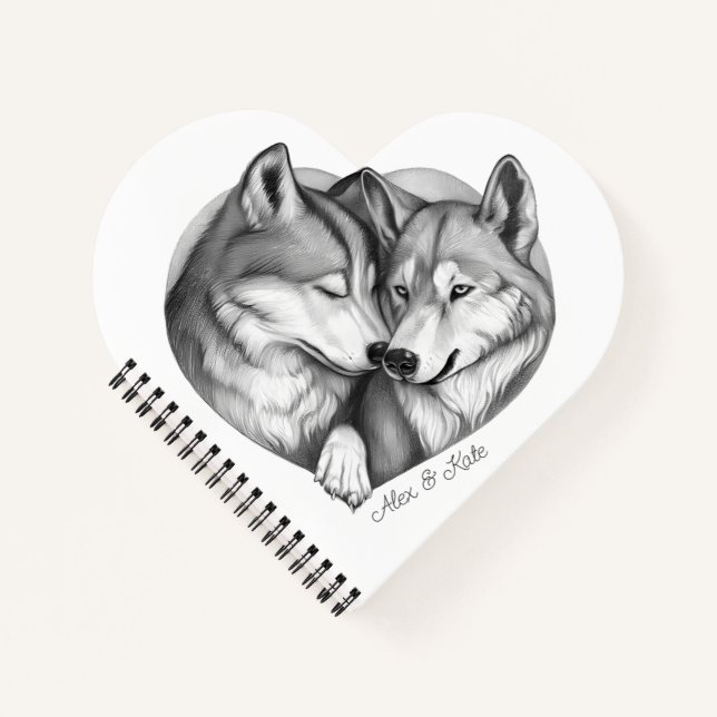 Wolf Couple Notizbuch (Vorderseite)