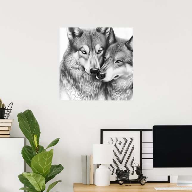 Wolf Couple Poster (Heimbüro)