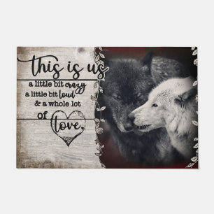 Wolf Couples Mat, Cute Wolf Picture Rug Fußmatte