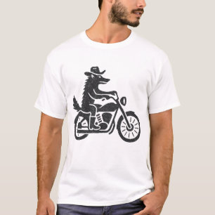 Wolf Cowboy Riding Motorrad T-Shirt