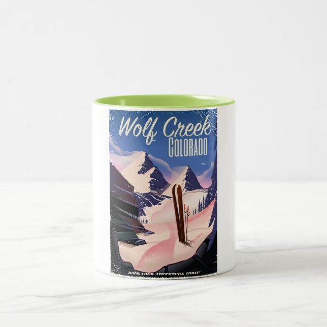 Wolf Creek Colorado Skiposter Zweifarbige Tasse (Mittel)