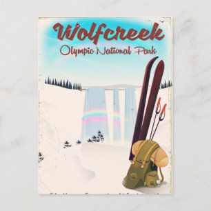 Wolf Creek Olympic National Park Reiseplakat. Postkarte