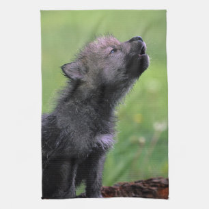Wolf Cub Howling Küchentuch