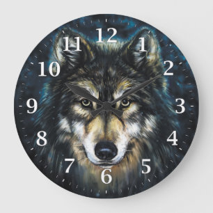 Wolf-dekorative Wanduhr