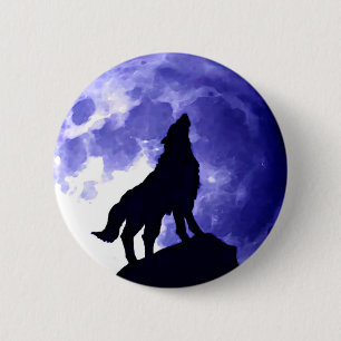 Wolf, der am Mond heult Button