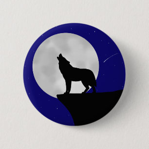 Wolf, der am Mond heult Button