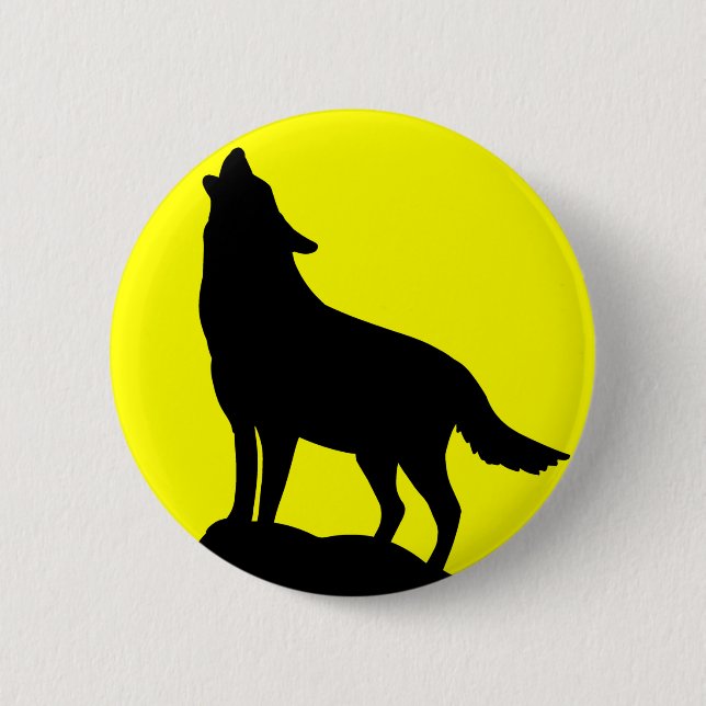 Wolf, der am Mond heult Button (Vorderseite)