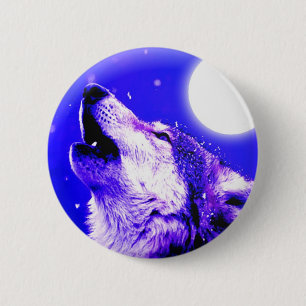 Wolf, der am Mond heult Button