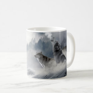 Wolf, der in der Schnee-Kaffeetasse heult Kaffeetasse