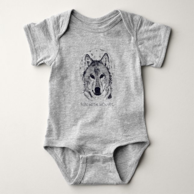 Wolf-Design Baby Strampler (Vorderseite)