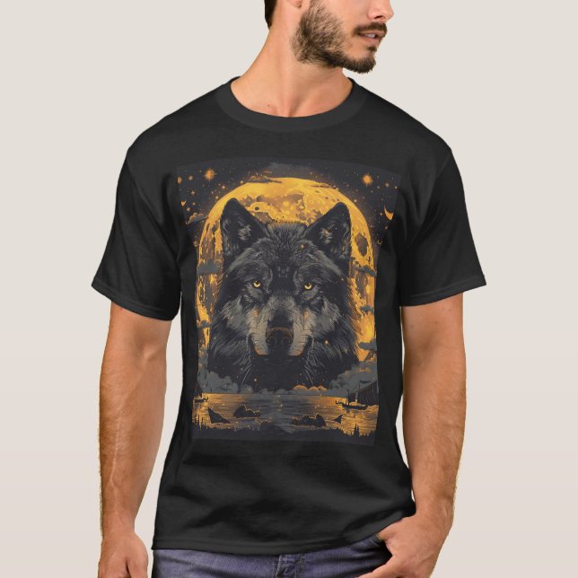 Wolf Design Mens Shirt Tshirt mit Wölfen (Vorderseite)
