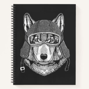 Wolf Dog Motorradfahrer Notizbuch