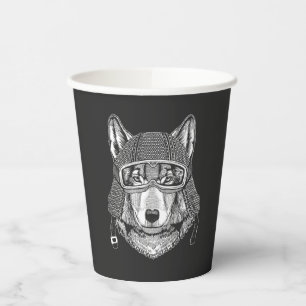 Wolf Dog Motorradfahrer Pappbecher