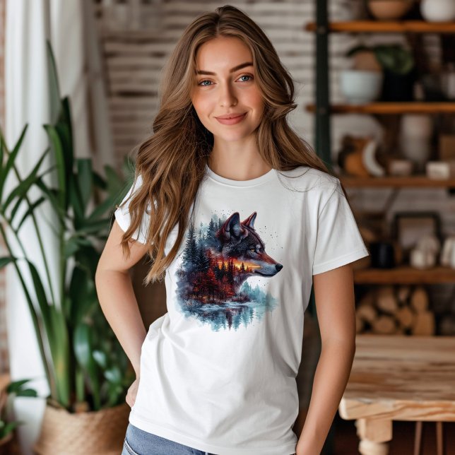 Wolf-Doppelexposition T-Shirt (Von Creator hochgeladen)