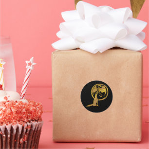 Wolf & Dragon Gold rund schwarze Aufkleber