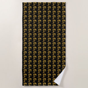 Wolf & Dragon Gold schwarzes Handtuch