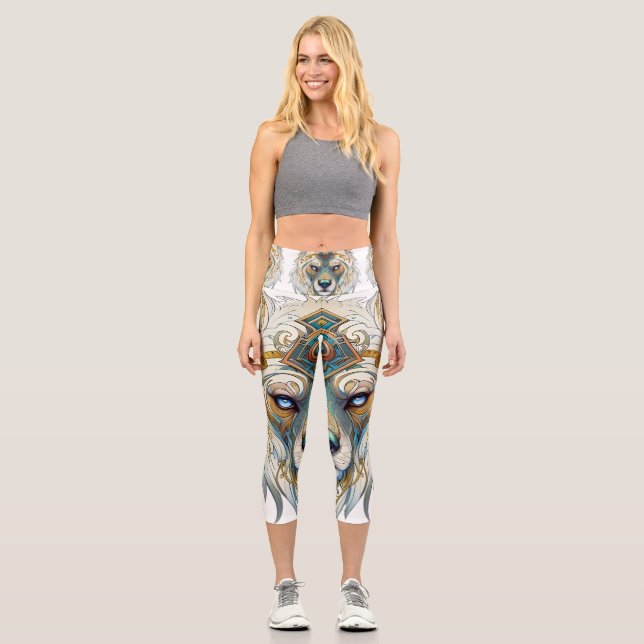 Wolf Dream Catcher Capri Leggings (Vorderseite)