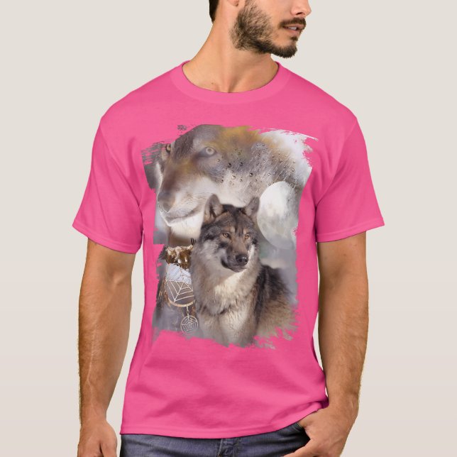 Wolf Dreamcatcher Eagle Moon Wolves T-Shirt (Vorderseite)