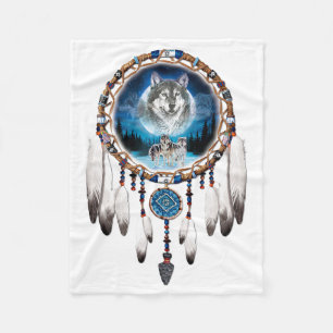 Wolf Dreamcatcher Fleecedecke