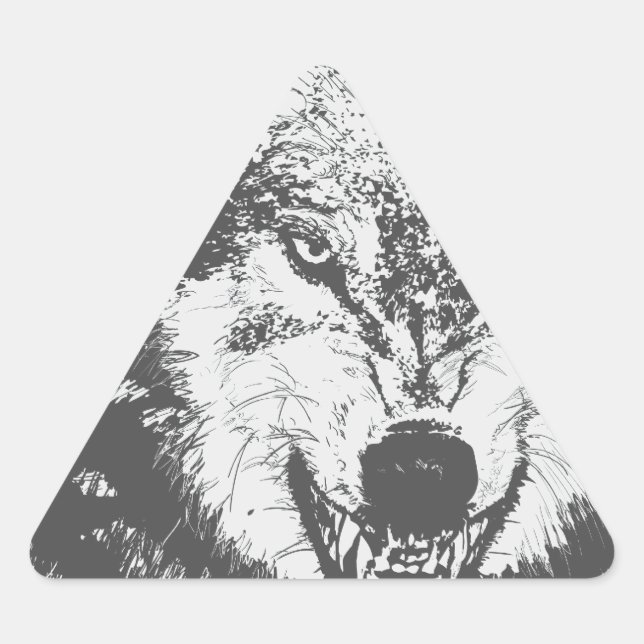 Wolf Dreieckiger Aufkleber (Vorderseite)
