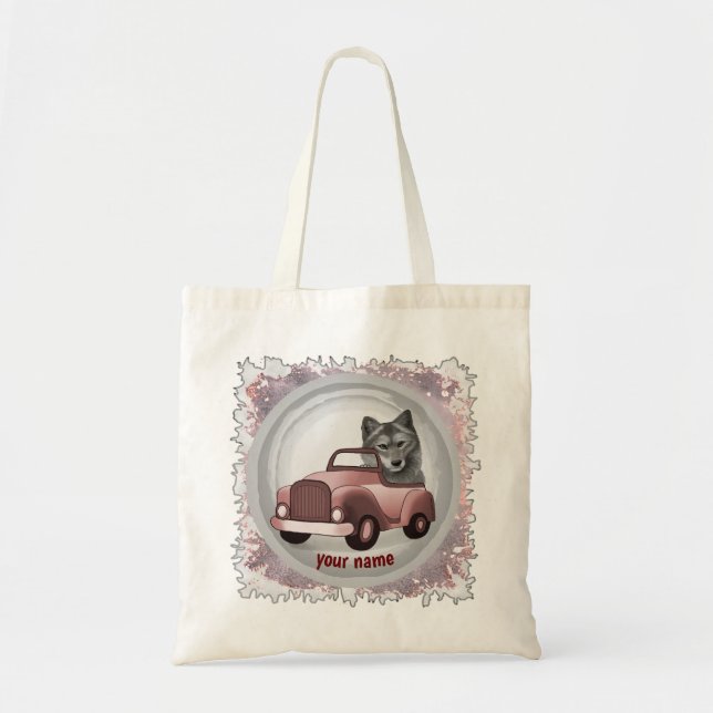 Wolf Driving Car Tote Bag Tragetasche (Vorne)